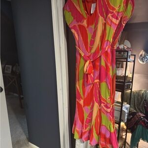 Sunny Leigh Pink and Orange Sleeveless Sundress